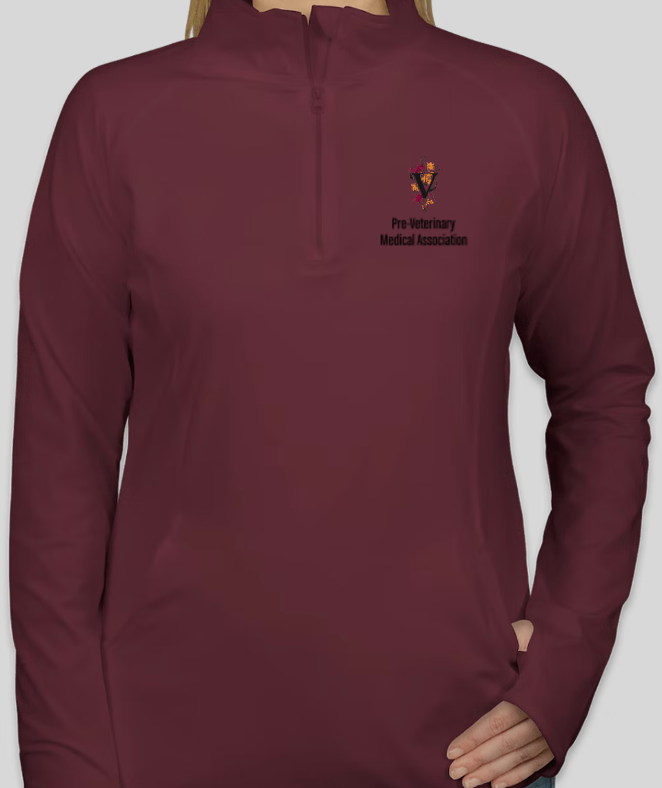PVMA CLUB LADIES 1/2 Zip Performance Pullover - Maroon
