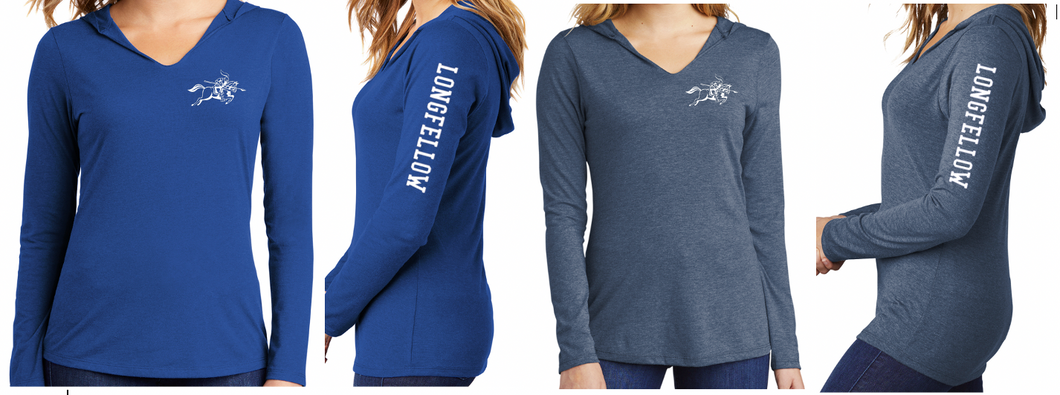 LONGFELLOW Long Sleeve Hooded Tri-Blend Tee - Ladies