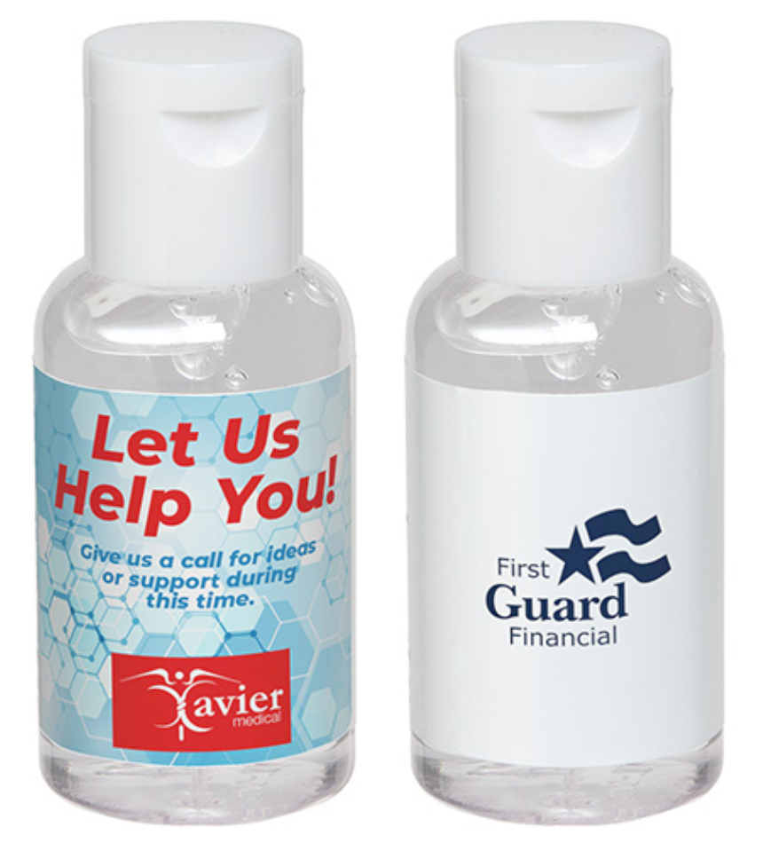 CUSTOM HS #1 - 1oz HAND SANITIZER with 1 Color Label Print - 1000 Bottle MOQ.