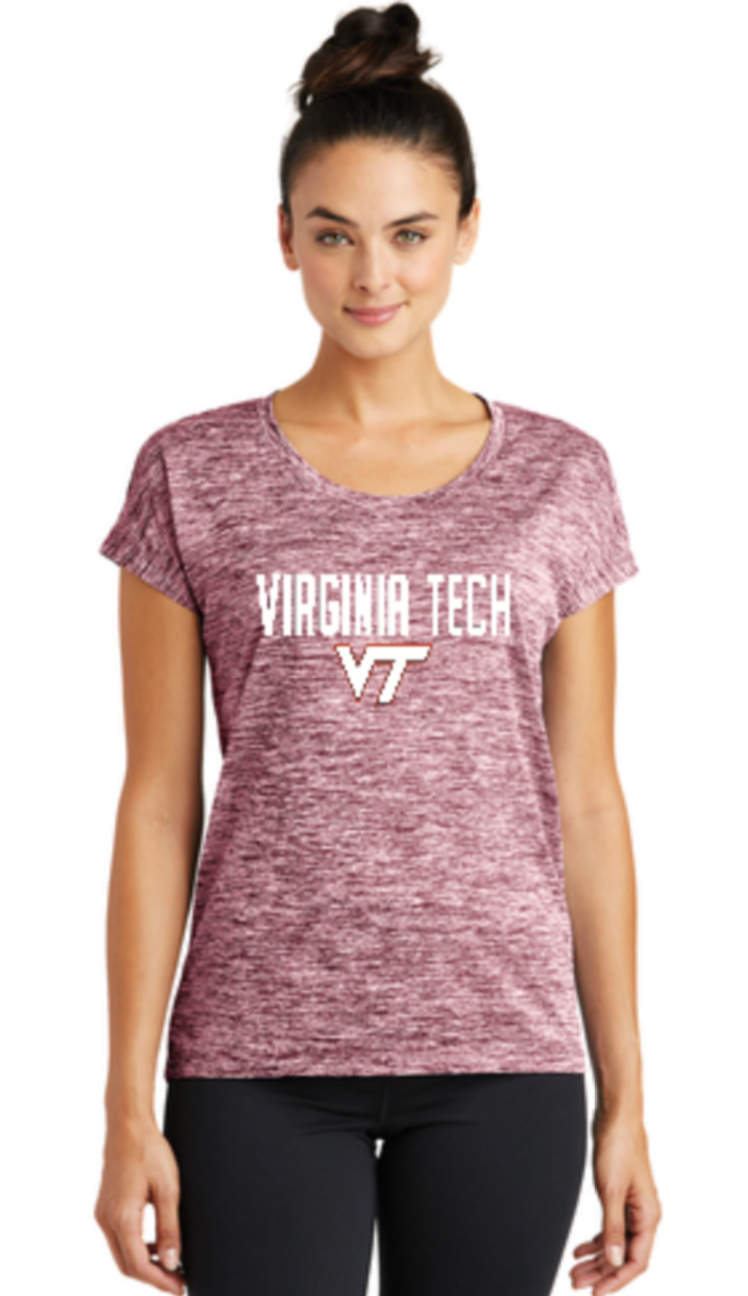 VT Ladies Performance Tee - Maroon Heather
