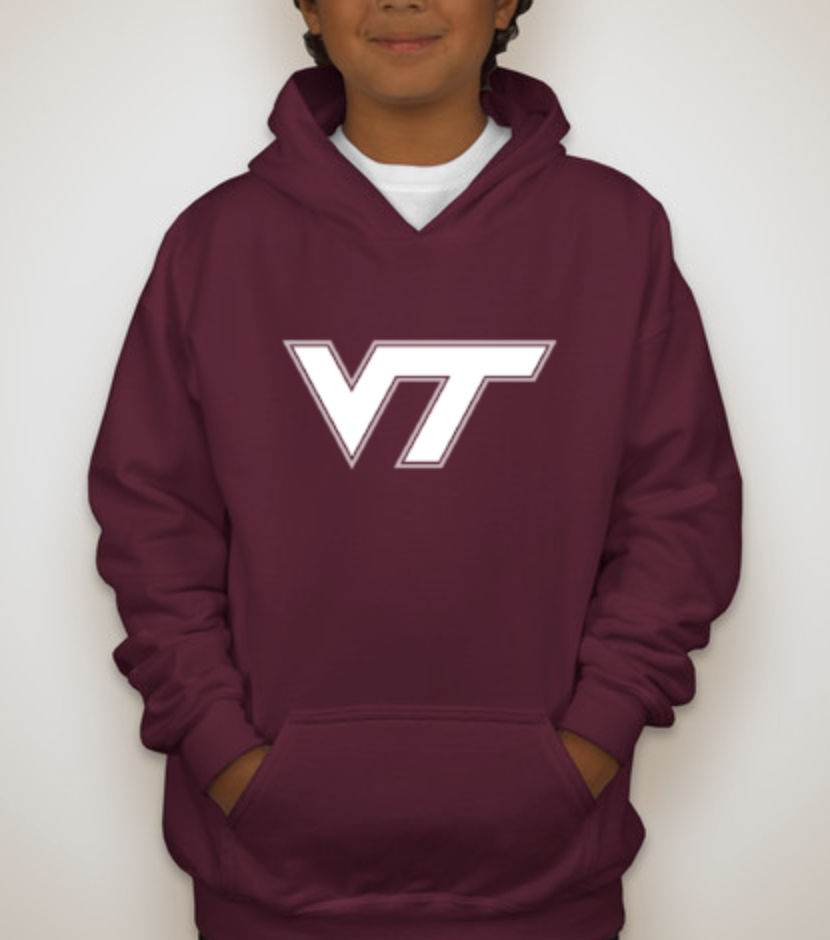 VT YOUTH Pullover Hoodie Sweatshirt - Maroon