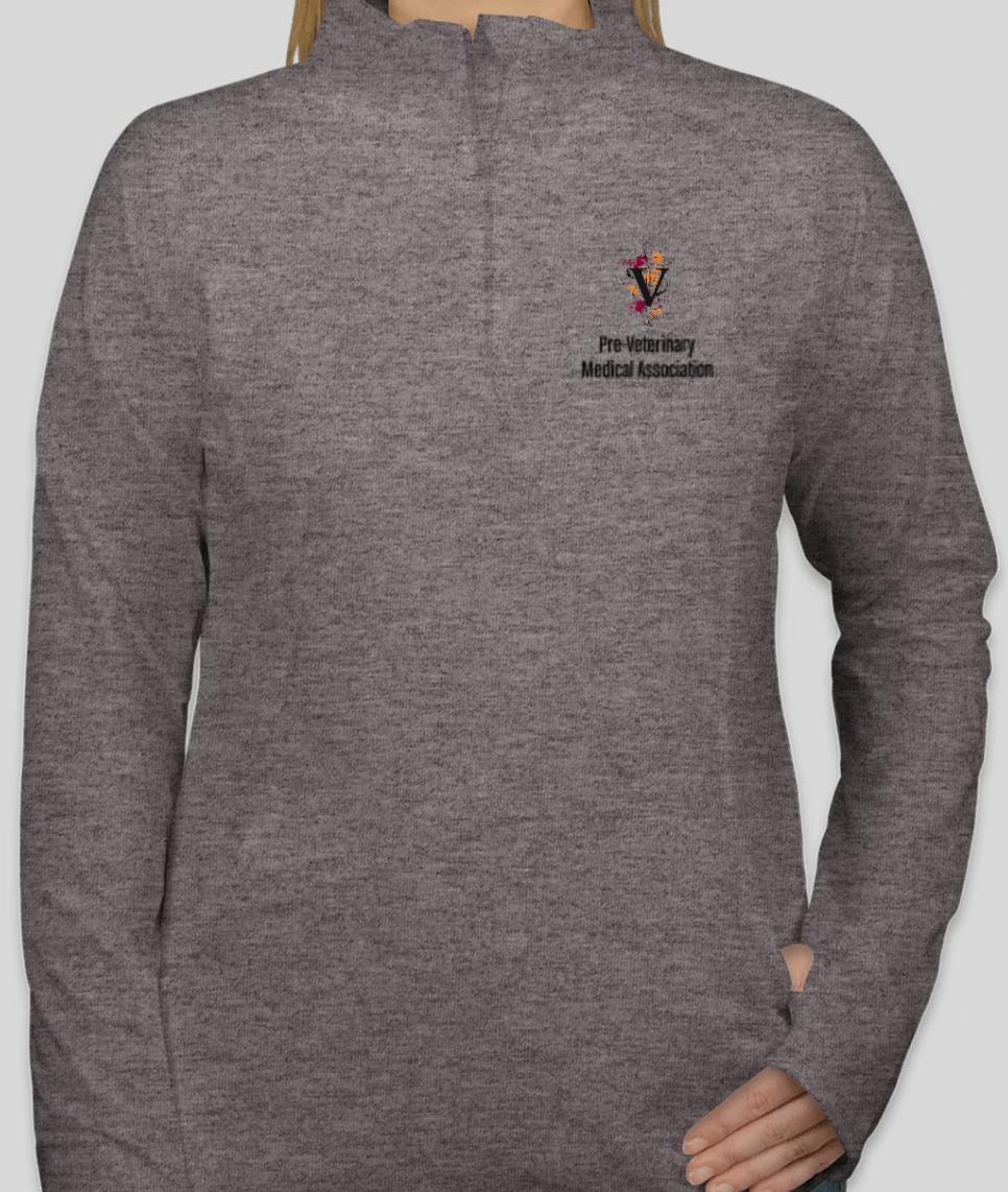 PVMA CLUB LADIES 1/2 Zip Performance Pullover - Oxford Grey
