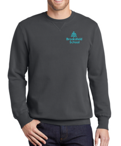 Brooksfield Garment Dyed CrewNeck Sweatshirt for ADULT - Charocoal