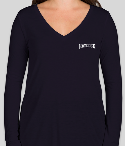 Haycock LADIES Flowy V-Neck Long Sleeve Tee - Navy Blue