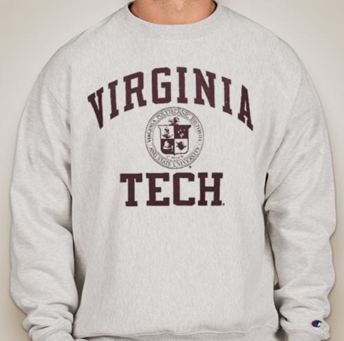 VT Champion Reverse Weave 12 oz. Crewneck Sweatshirt - Oxford Grey