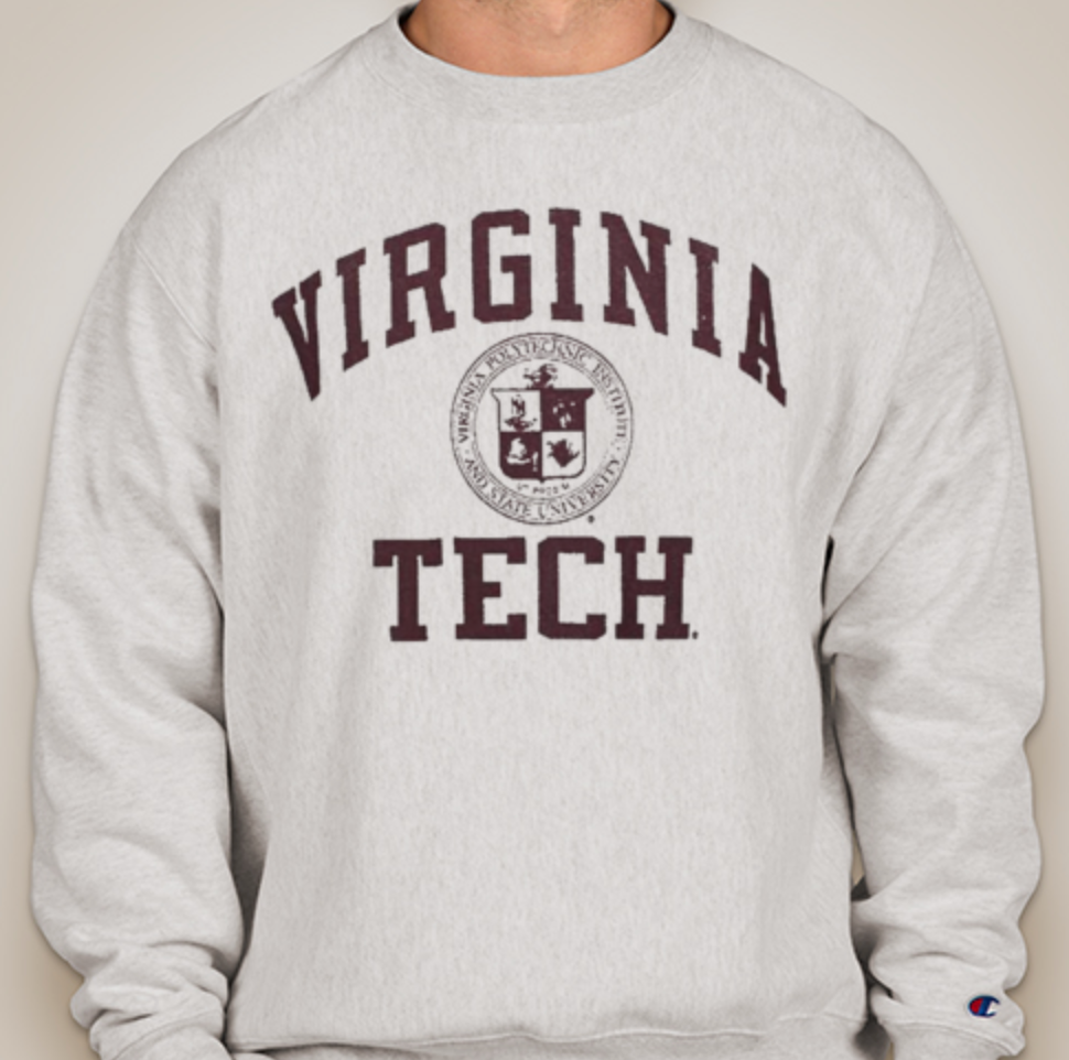 VT Champion Reverse Weave 12 oz. Crewneck Sweatshirt - Oxford Grey