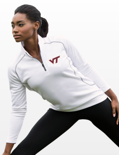 VT Ladies Performance 1/4 Zip Pullover - White