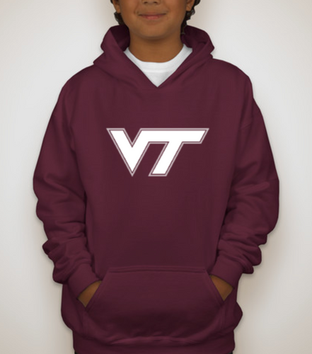 VT YOUTH Pullover Hoodie Sweatshirt - Maroon