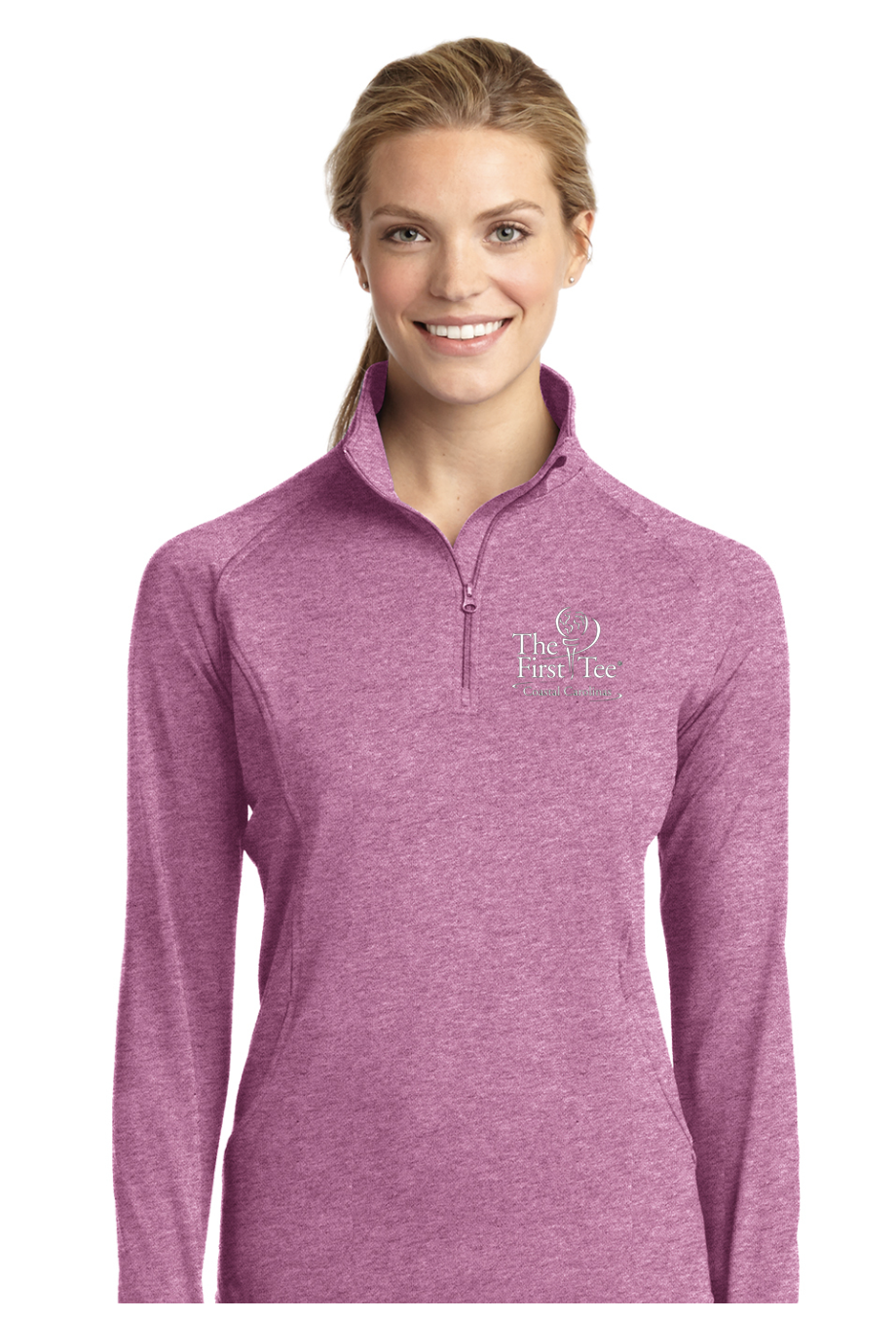 TFT Coastal Carolinas Custom Performance 1/2 Zip Pullover - LADIES - PINK RUSH HEATHER